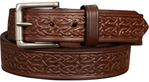 The Maverick: Men's Brown Celtic Leather Belt 1.50"