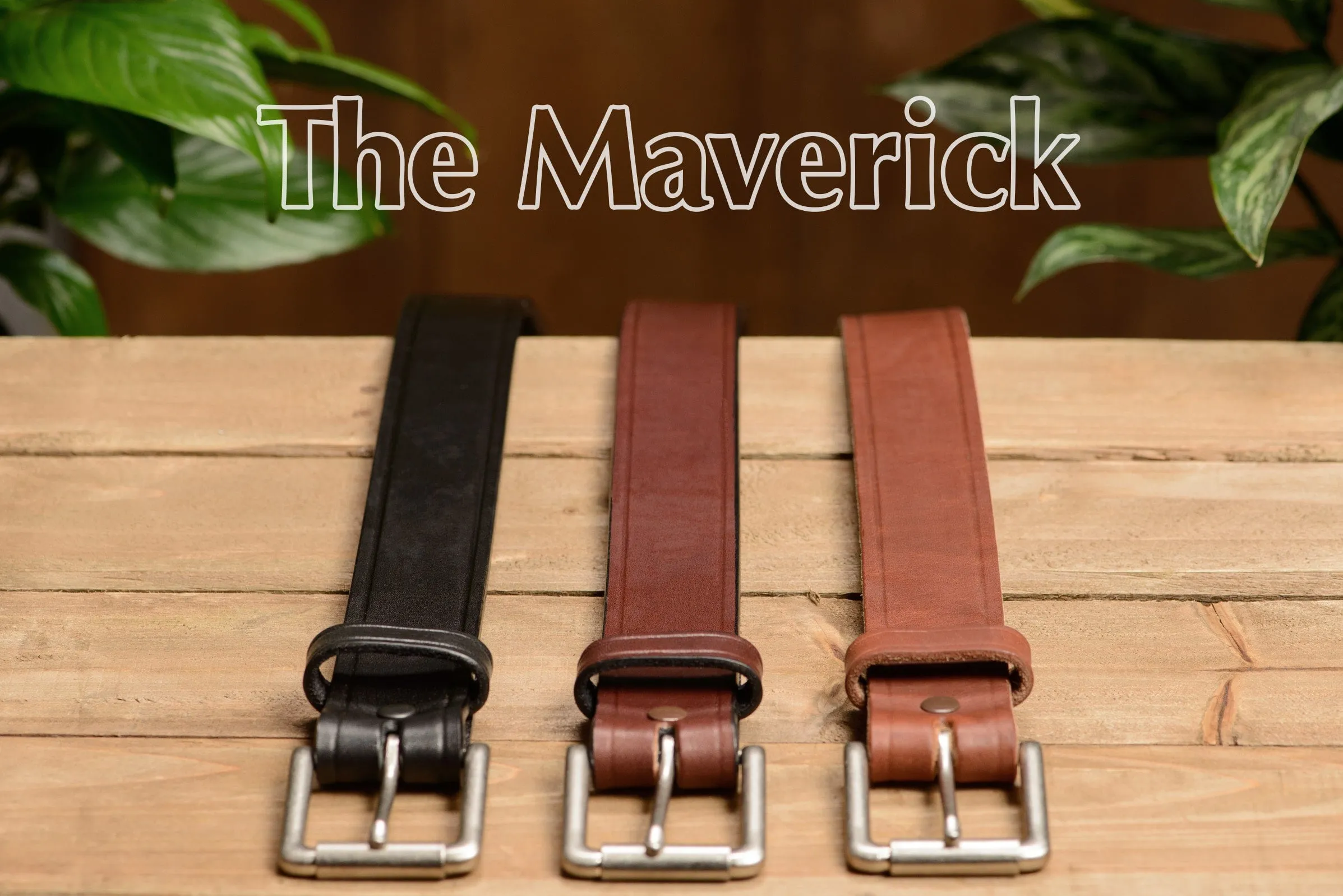 The Maverick: Men's Brown Creased Accent Leather Belt 1.50"