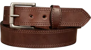 The Maverick: Men's Brown Double Stitched Leather Belt 1.50"