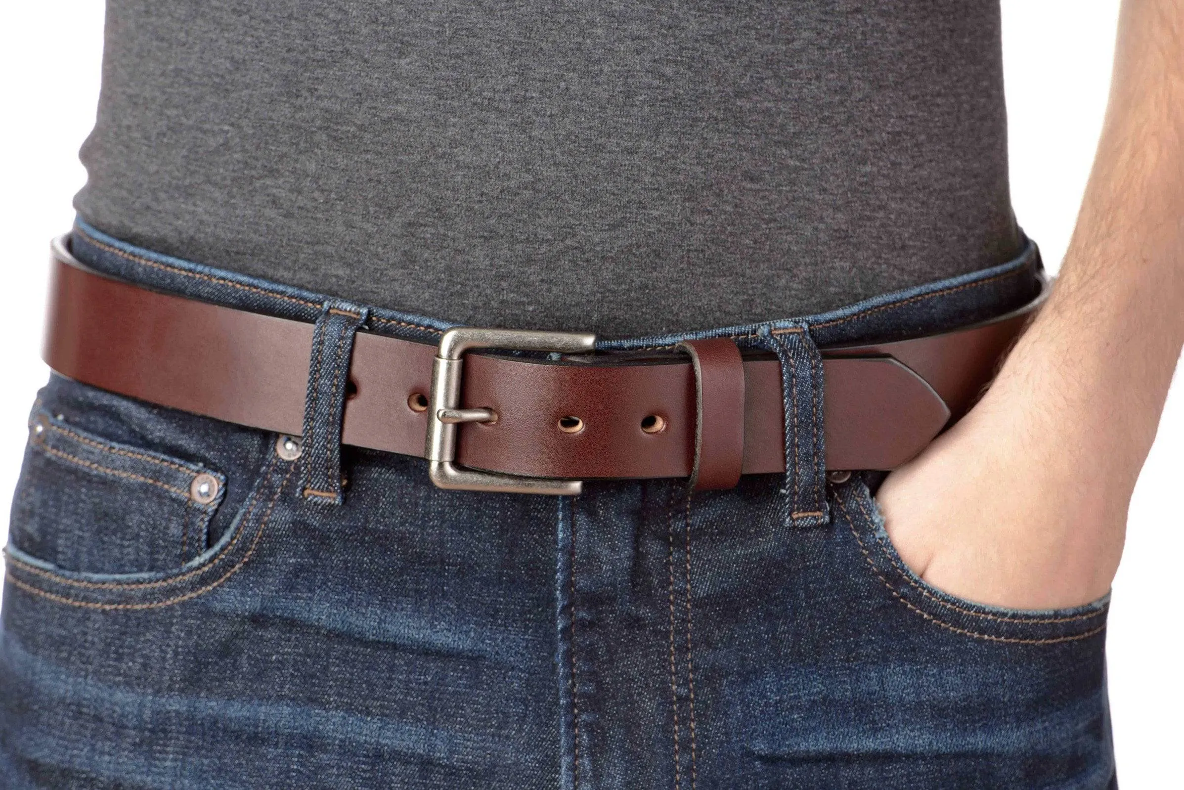 The Maverick: Men's Brown Non Stitched Leather Belt - 1.50"