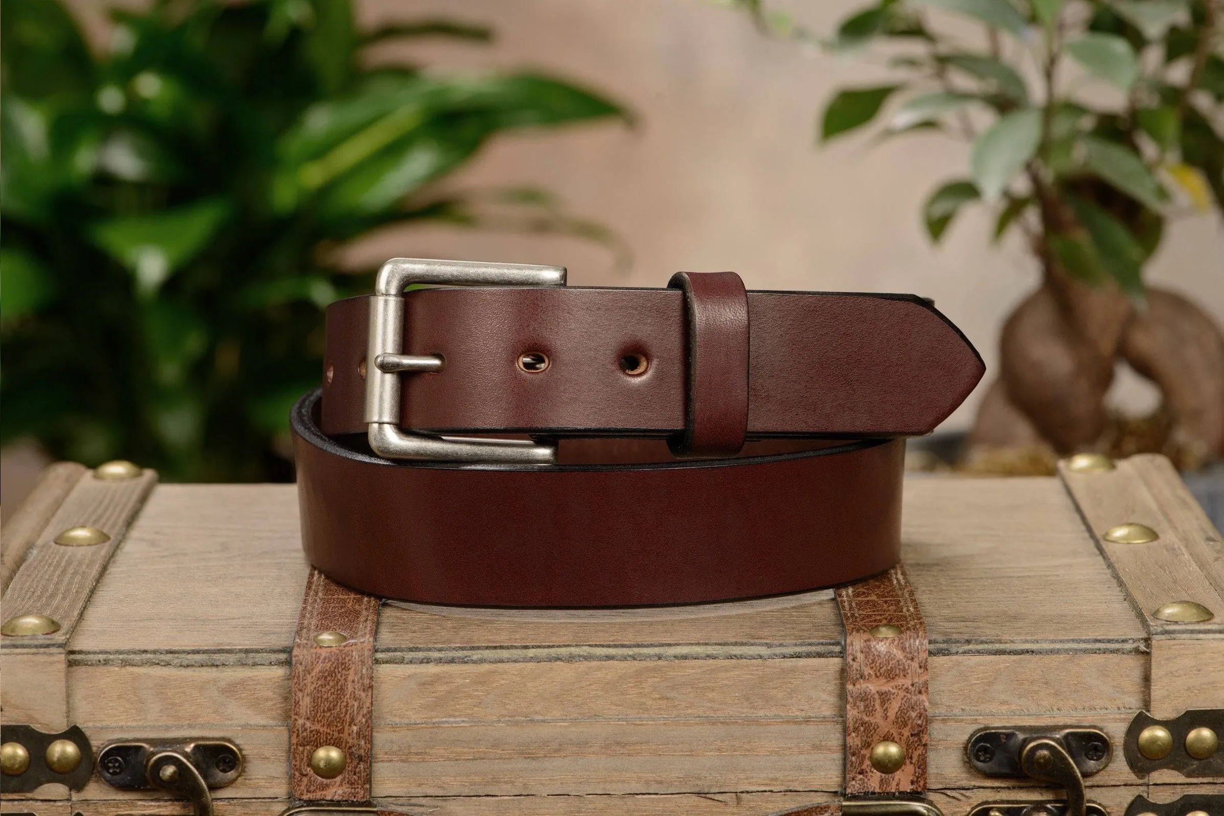 The Maverick: Men's Brown Non Stitched Leather Belt - 1.50"