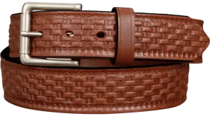 The Maverick: Men's Medium Brown Basket Weave Leather Belt 1.50"