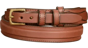 The Walker: Men's Medium Brown Stitched Ranger Leather Belt 1.25"
