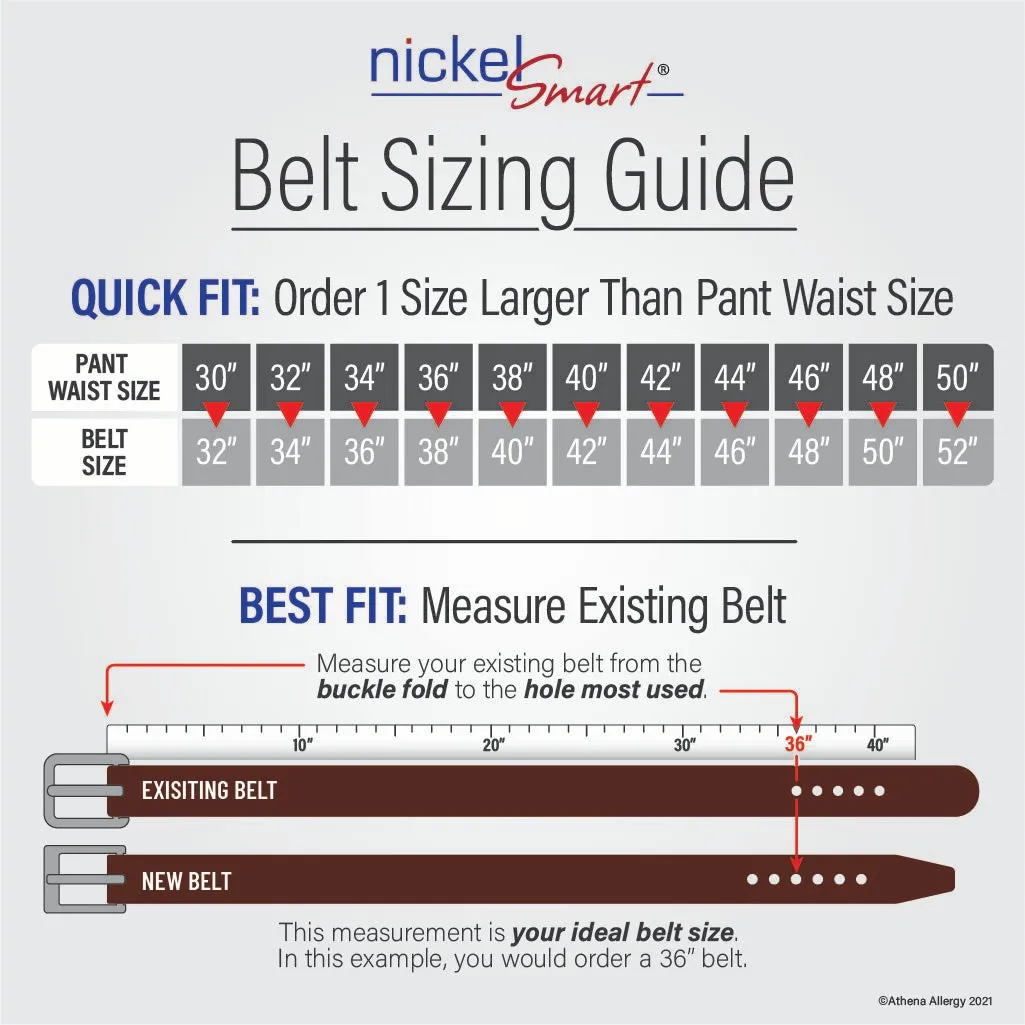 Titanium Brown Leather Dress Belt by Nickel Smart®