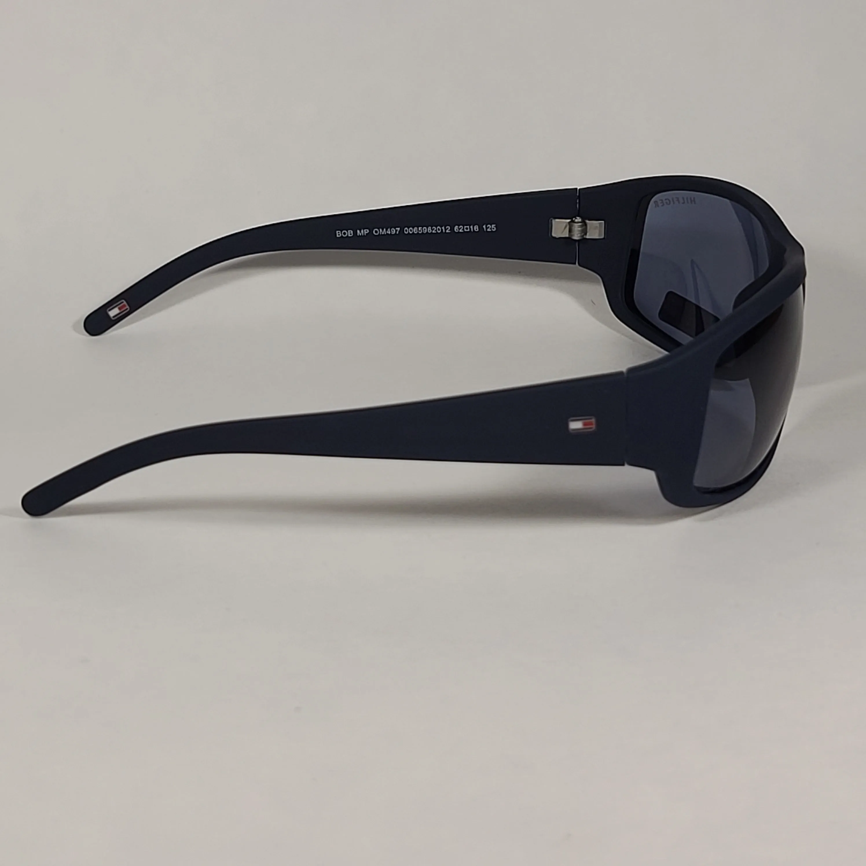Tommy Hilfiger Bob Rectangular Wrap Sunglasses Sport Matte Navy Blue Gray Lens BOB MP OM497