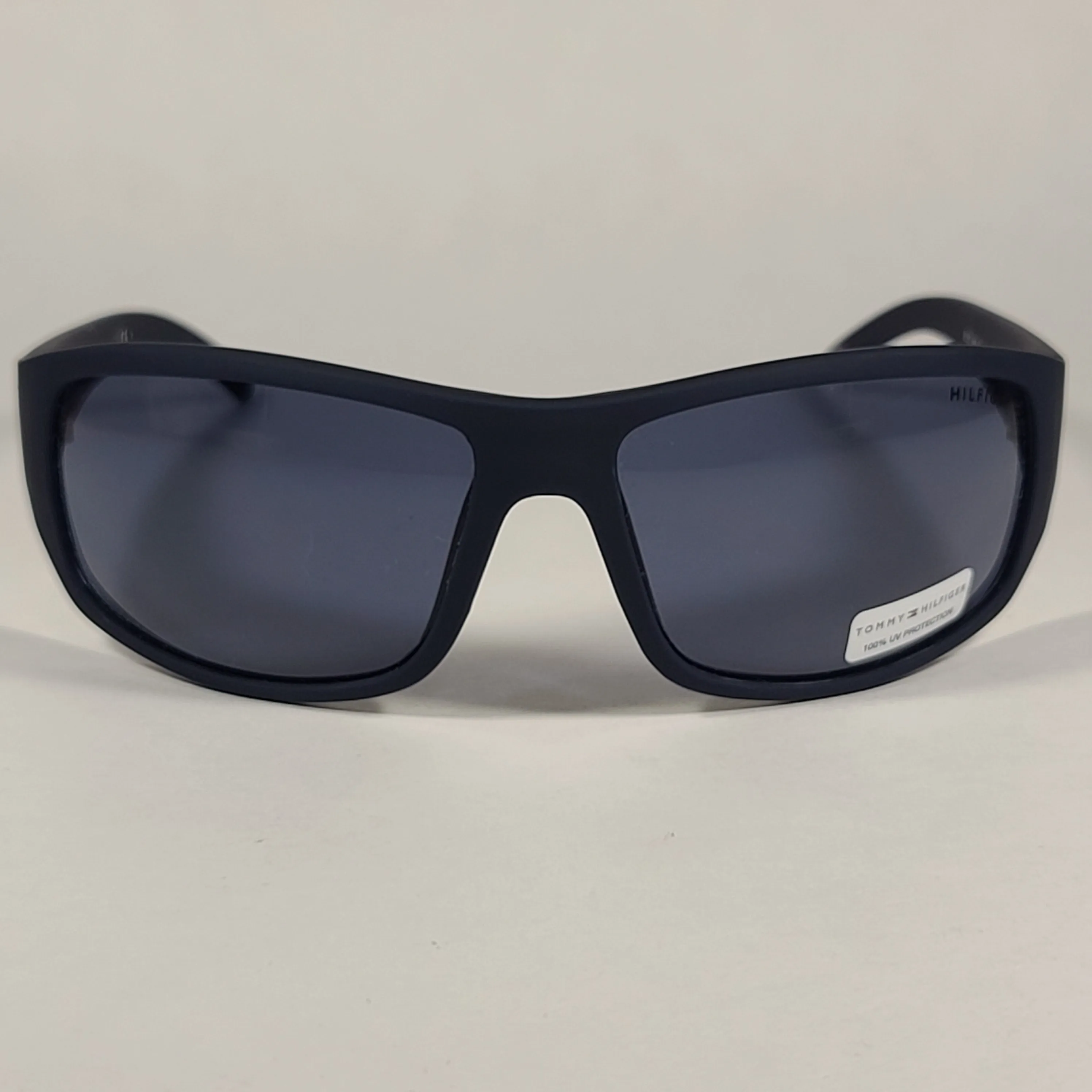 Tommy Hilfiger Bob Rectangular Wrap Sunglasses Sport Matte Navy Blue Gray Lens BOB MP OM497