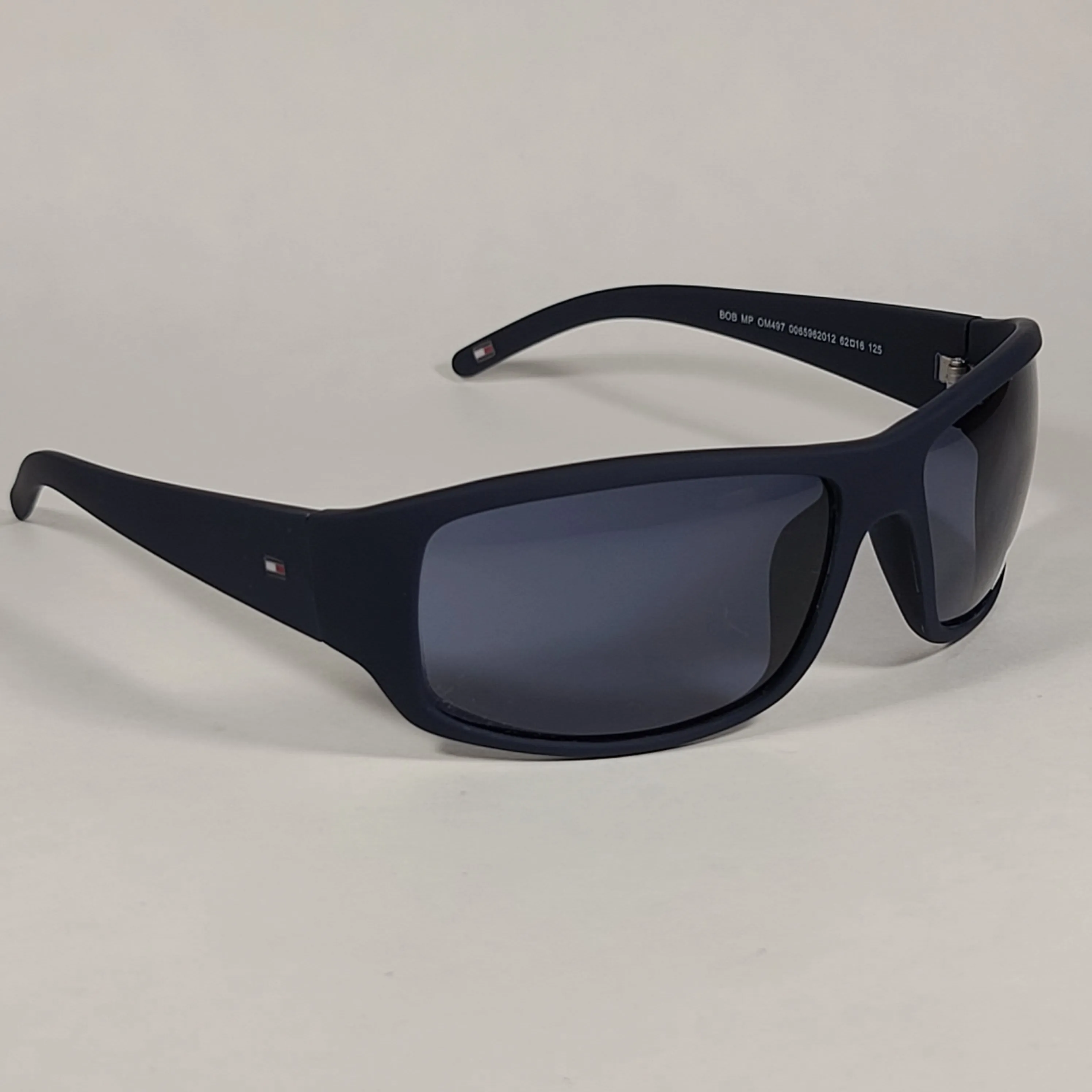 Tommy Hilfiger Bob Rectangular Wrap Sunglasses Sport Matte Navy Blue Gray Lens BOB MP OM497