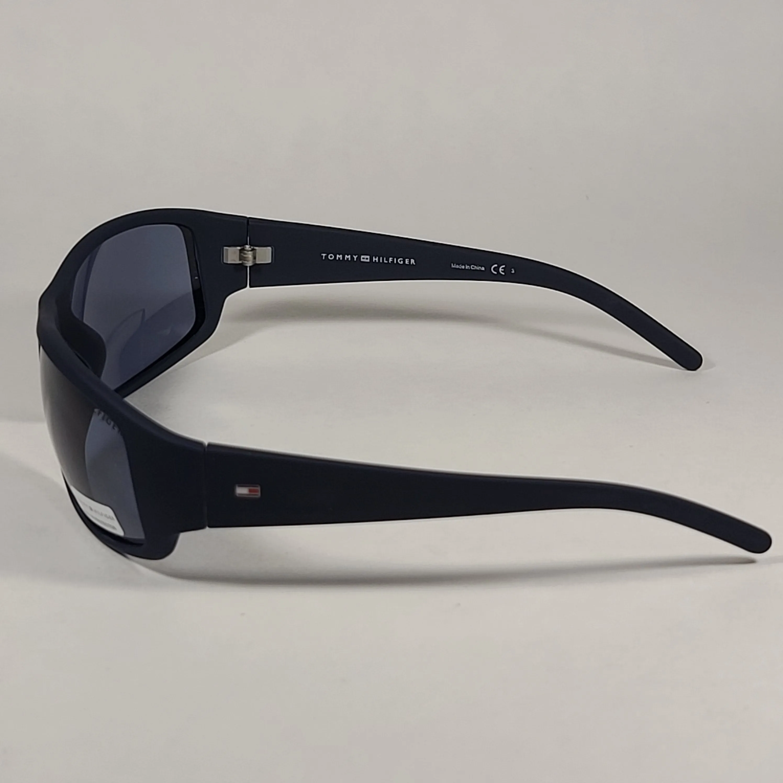Tommy Hilfiger Bob Rectangular Wrap Sunglasses Sport Matte Navy Blue Gray Lens BOB MP OM497