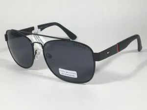 Tommy Hilfiger Brendan Rectangular Sunglasses Matte Black Gray Lens BRENDAN MM OM435