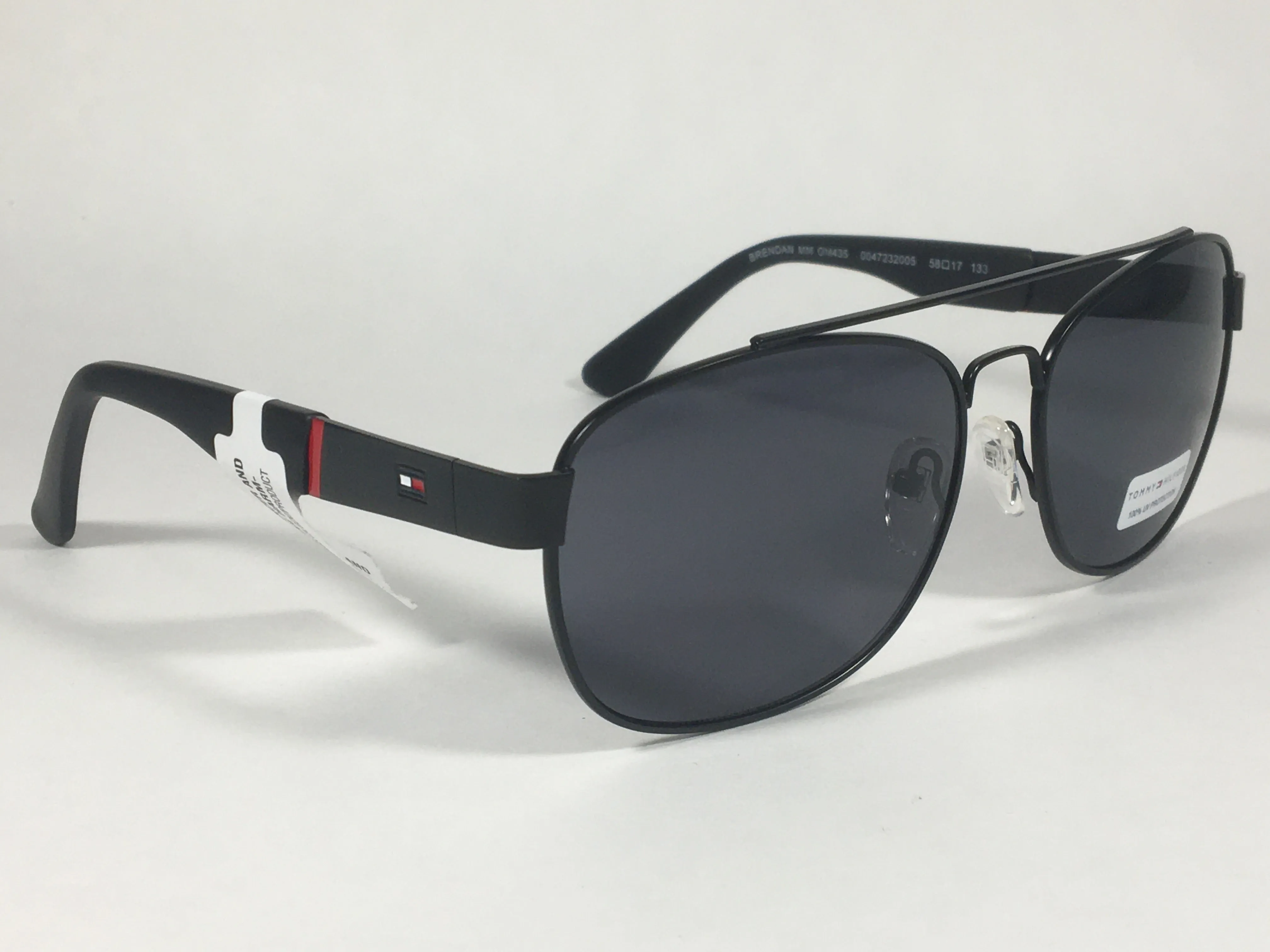 Tommy Hilfiger Brendan Rectangular Sunglasses Matte Black Gray Lens BRENDAN MM OM435
