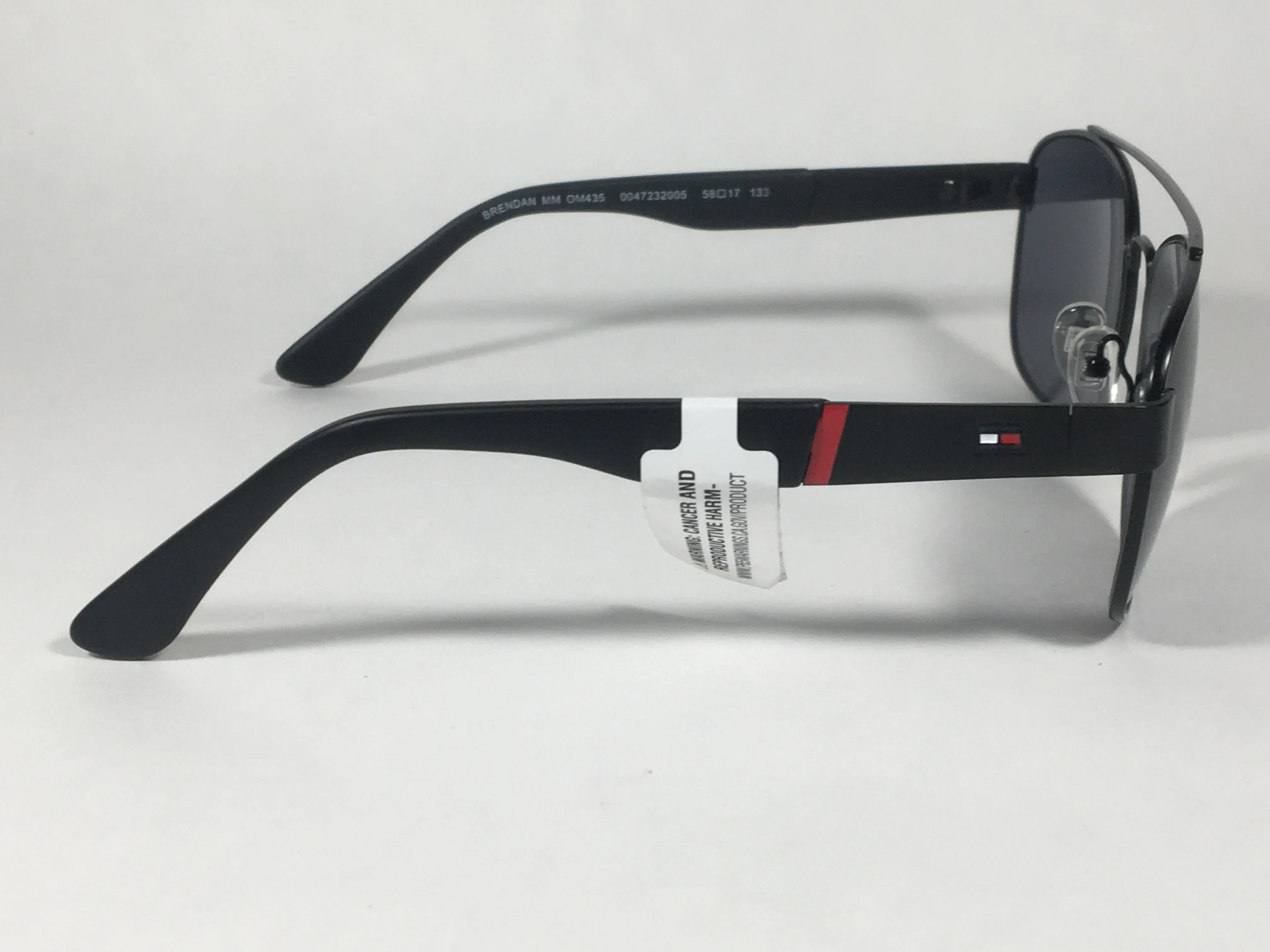 Tommy Hilfiger Brendan Rectangular Sunglasses Matte Black Gray Lens BRENDAN MM OM435