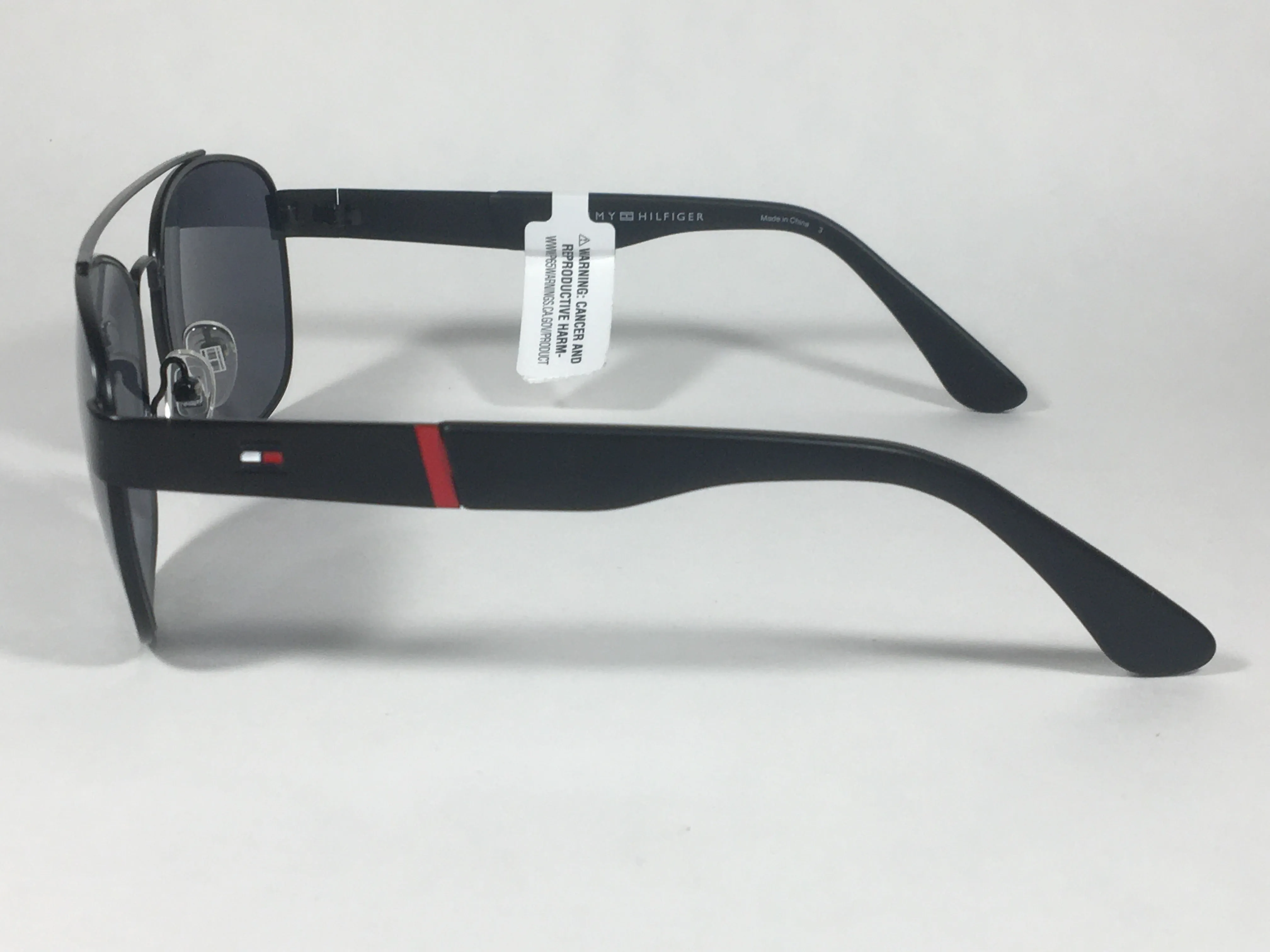 Tommy Hilfiger Brendan Rectangular Sunglasses Matte Black Gray Lens BRENDAN MM OM435