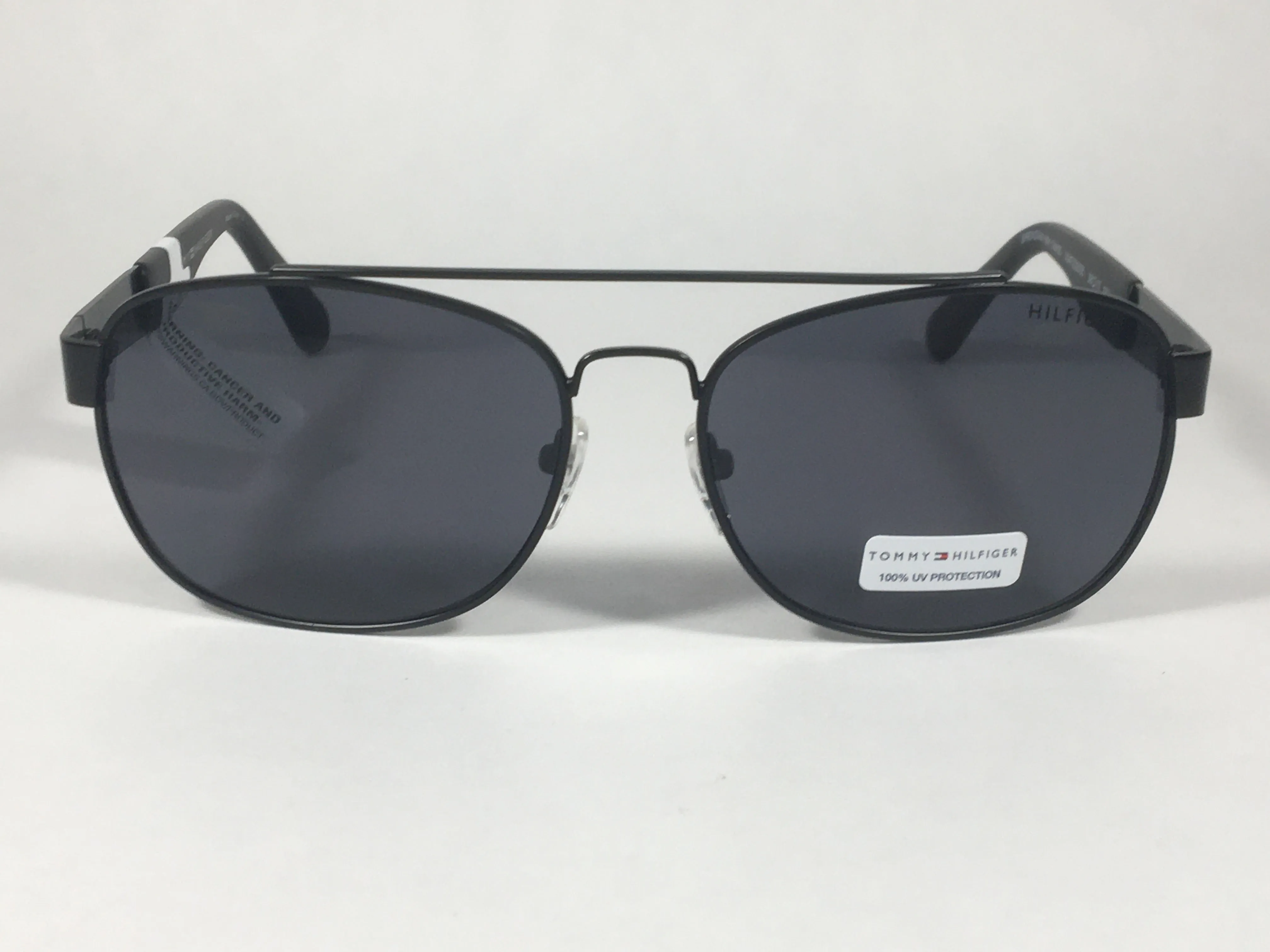 Tommy Hilfiger Brendan Rectangular Sunglasses Matte Black Gray Lens BRENDAN MM OM435