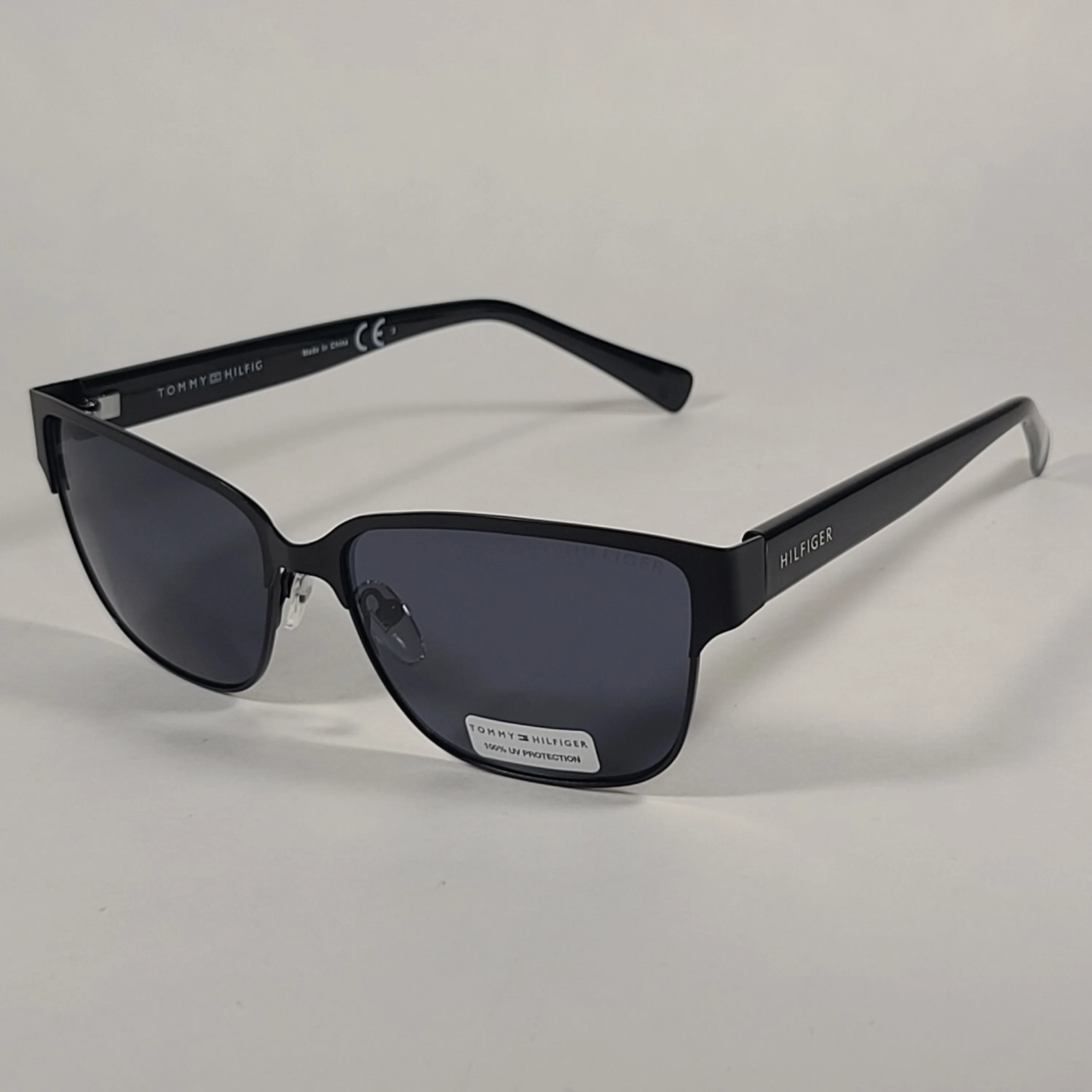 Tommy Hilfiger "Reid" MM OM561 Square Club Sunglasses Black Horn Rim Frame Gray Lens