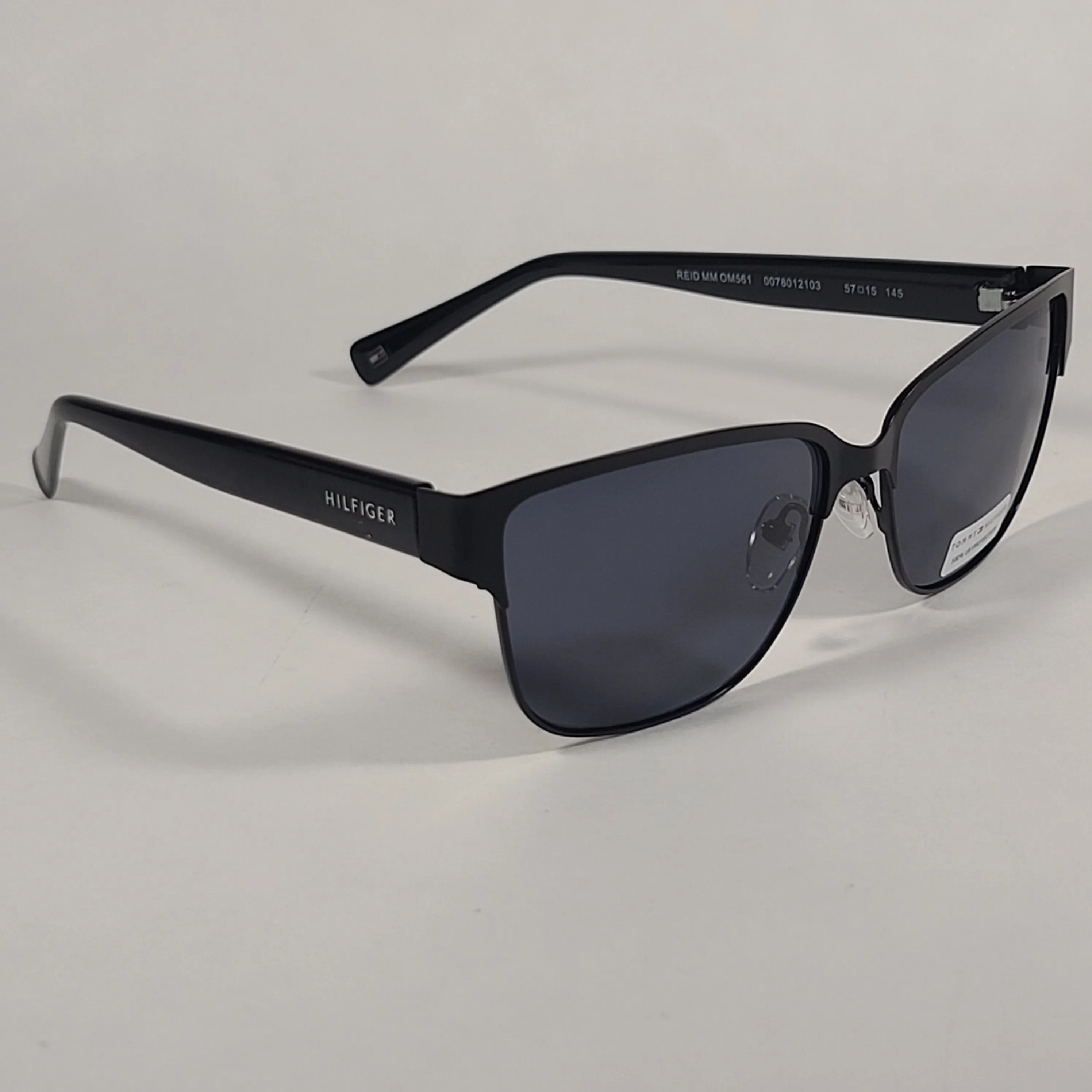 Tommy Hilfiger "Reid" MM OM561 Square Club Sunglasses Black Horn Rim Frame Gray Lens