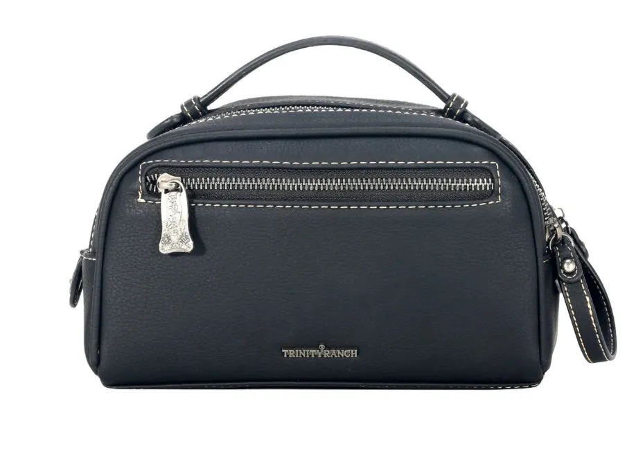 TR136-190 Trinity Ranch Hair On Cowhide Collection Travel Pouch-Black