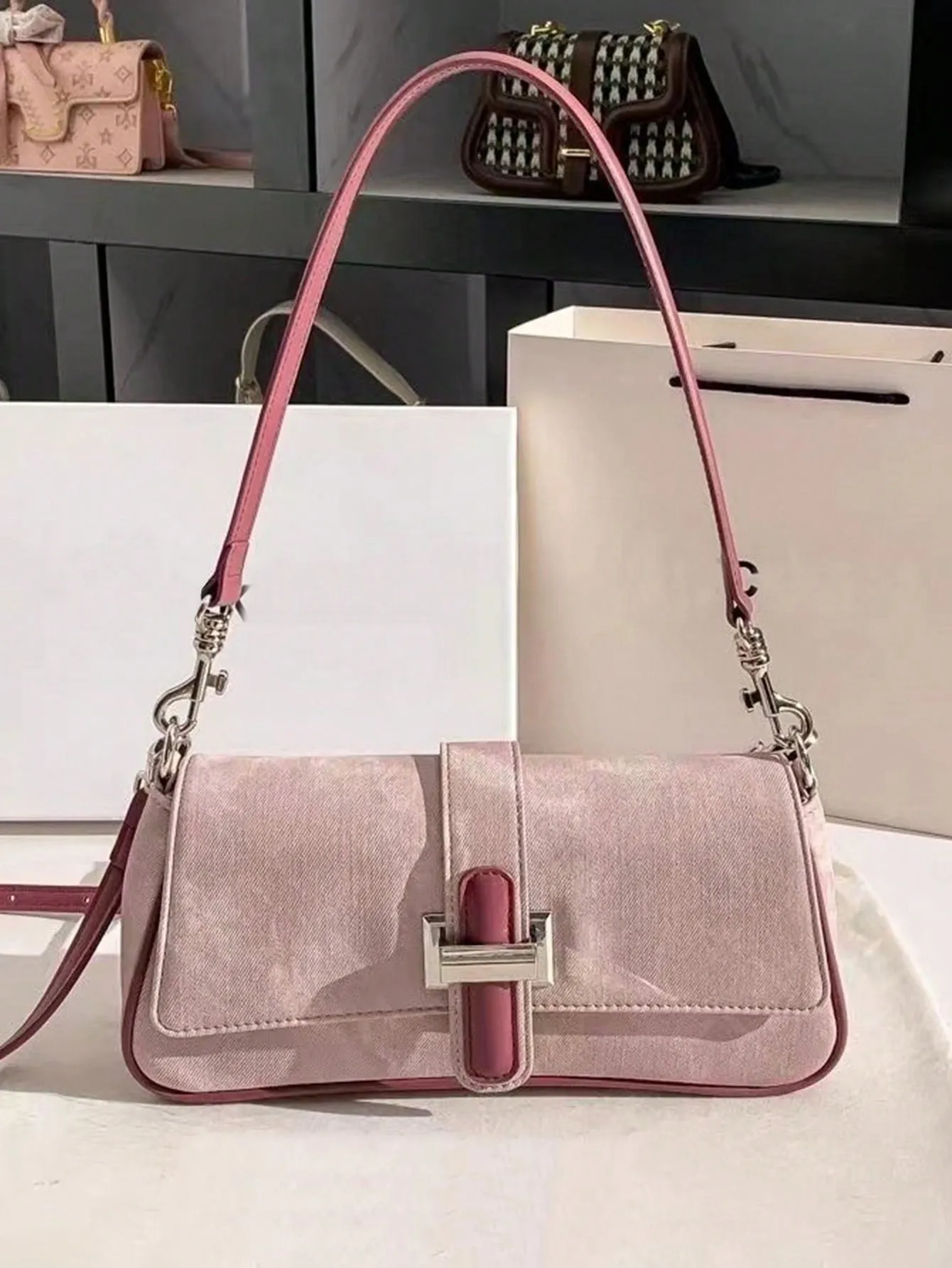 Trend Joker Cowboy Long Stick Shoulder Bag - Pink