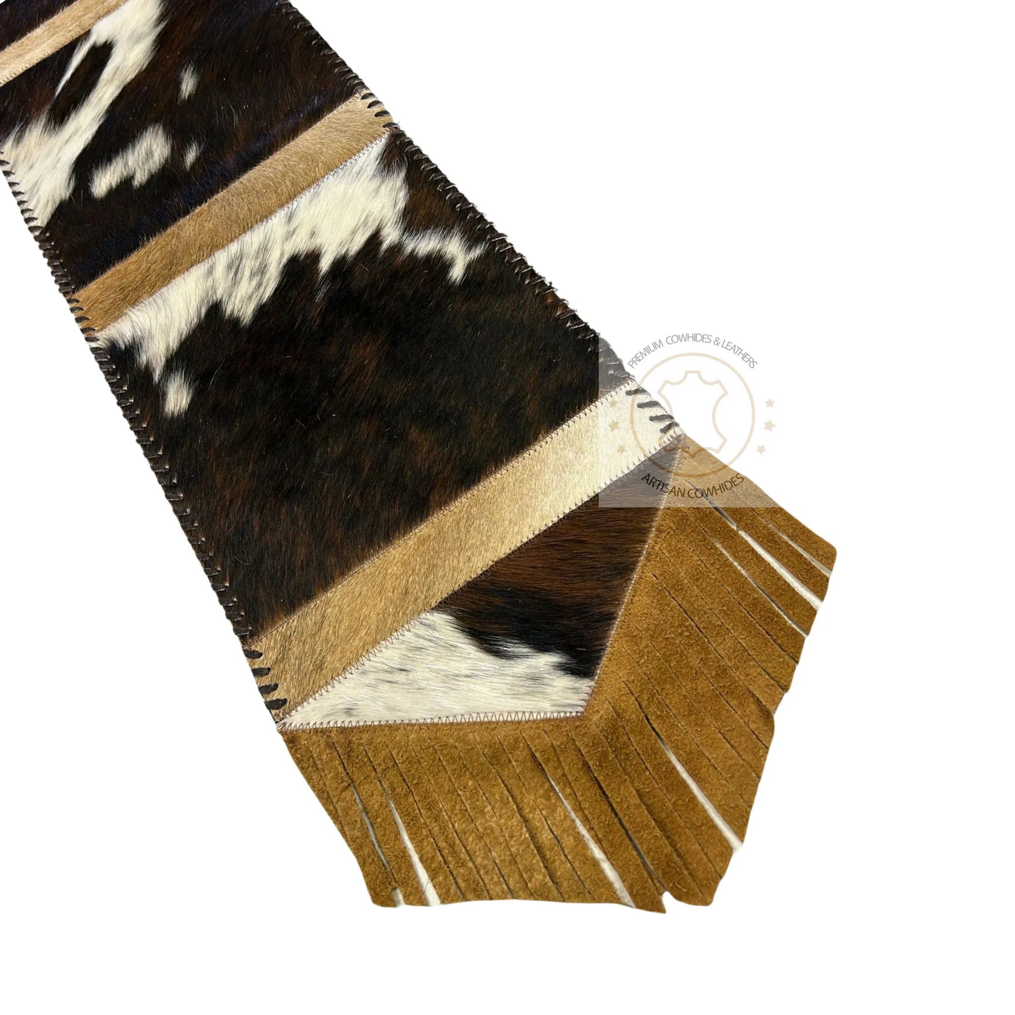 Tricolor Cowhide Table Runner- 7ft - Table Decor