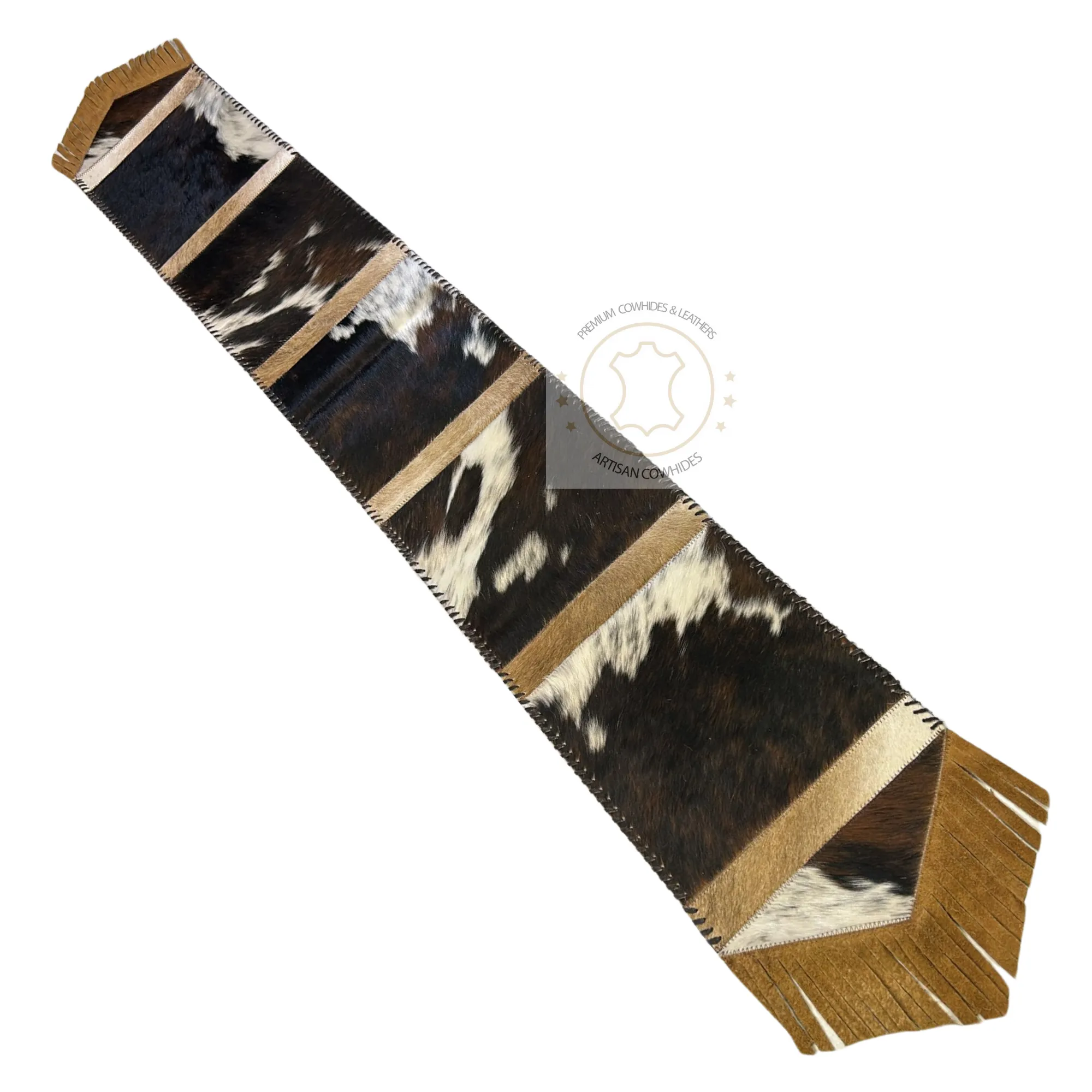 Tricolor Cowhide Table Runner- 7ft - Table Decor