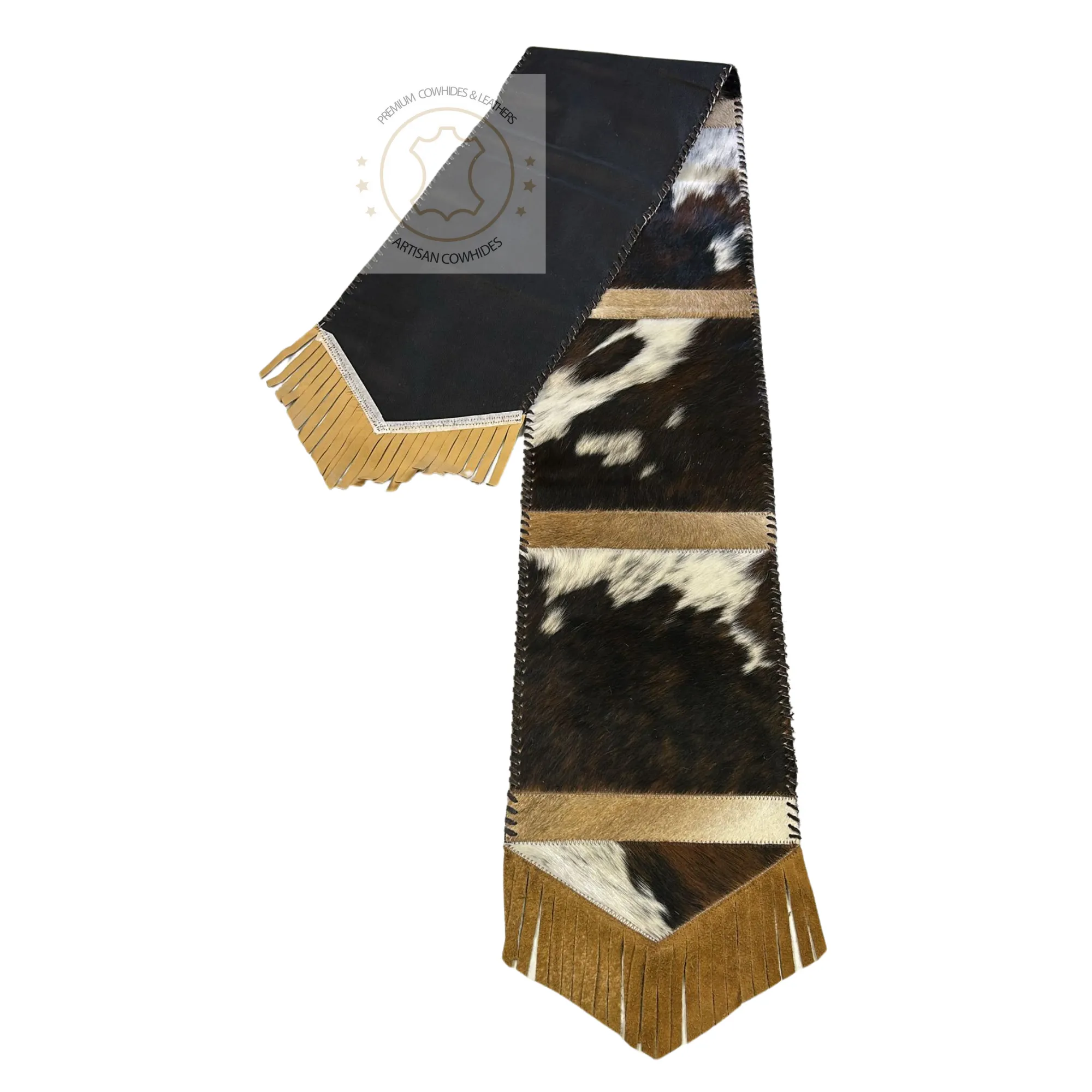 Tricolor Cowhide Table Runner- 7ft - Table Decor