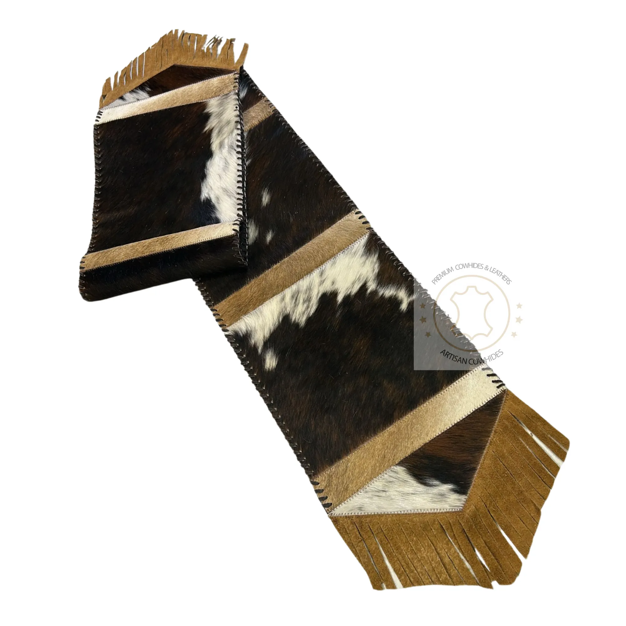Tricolor Cowhide Table Runner- 7ft - Table Decor