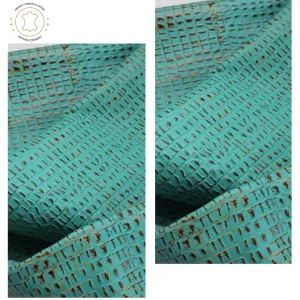 Turquoise CAIMAN EMBOSSED LEATHER: PRE CUT Pieces | 12"x12", 12"x18", 12"x24" Precuts Sheets- Leather working, Perfect for Bags, Earrings, Wallets