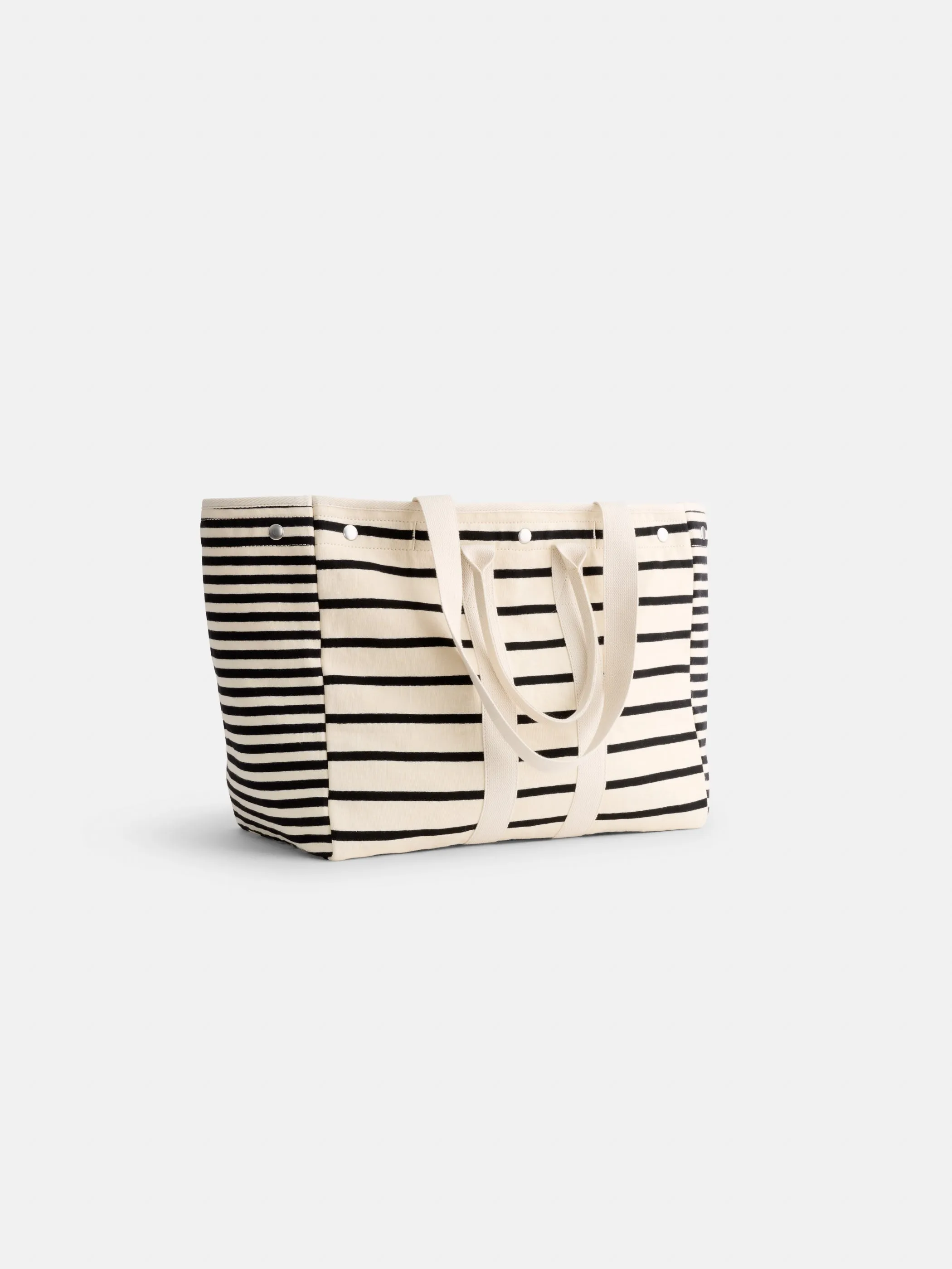 Unisex | The Perfect Weekend Tote | Stripe Ivory x Black