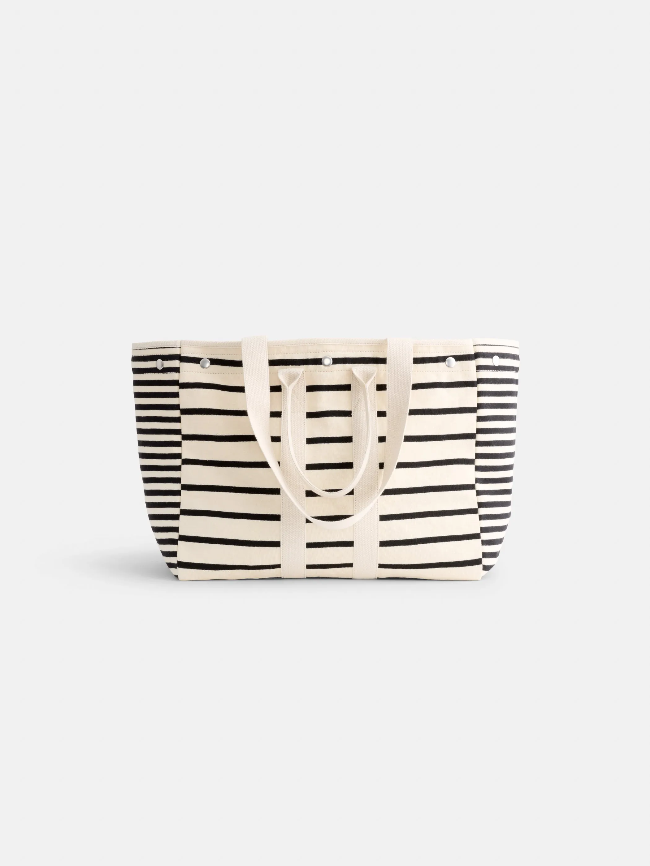 Unisex | The Perfect Weekend Tote | Stripe Ivory x Black