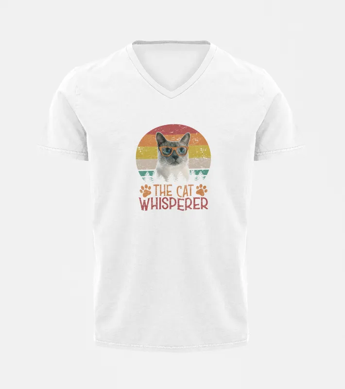 V Neck T-Shirt (Men) - The Cat Whisperer (2 Colours)