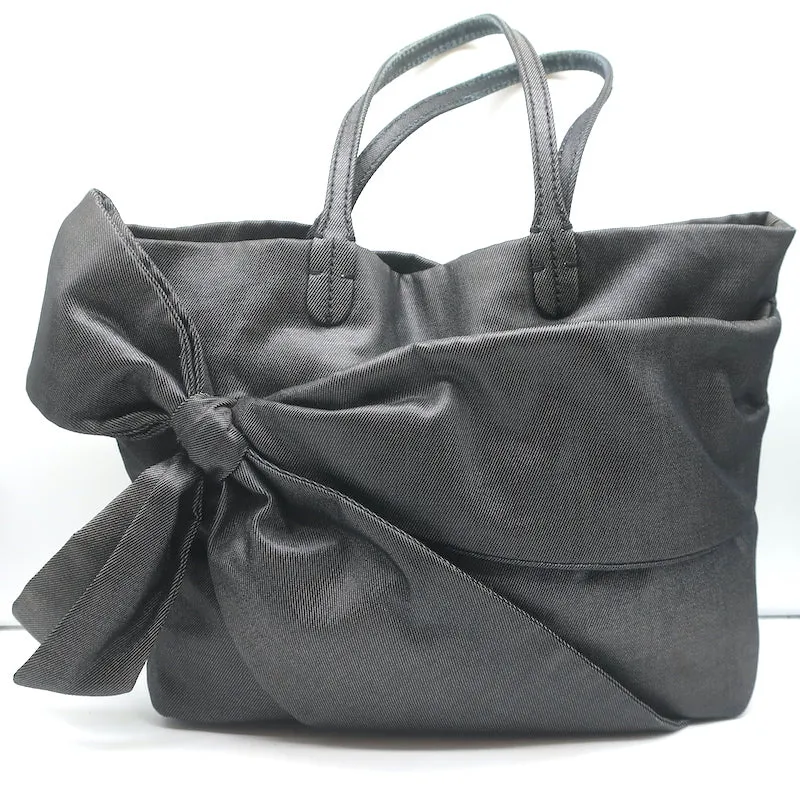 Valentino Bow Tote Dark Gray Coated Canvas Medium Shoulder Bag