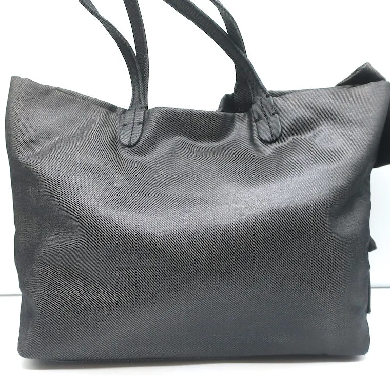 Valentino Bow Tote Dark Gray Coated Canvas Medium Shoulder Bag