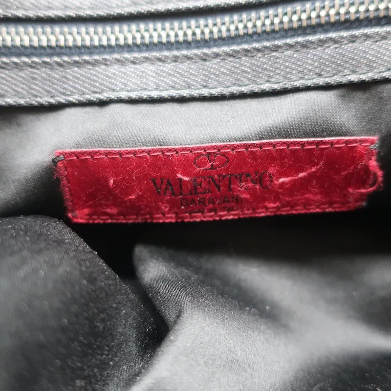 Valentino Bow Tote Dark Gray Coated Canvas Medium Shoulder Bag