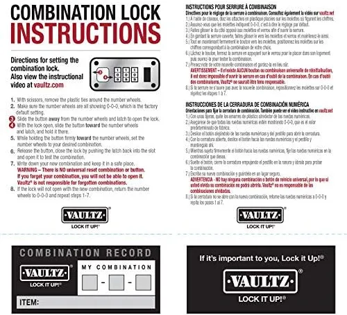 Vaultz Locking Briefcase - 18 x 14.25 x 5 Inch Combination Lock Hard Laptop Case w/Strap - Briefcases for Men and Women
