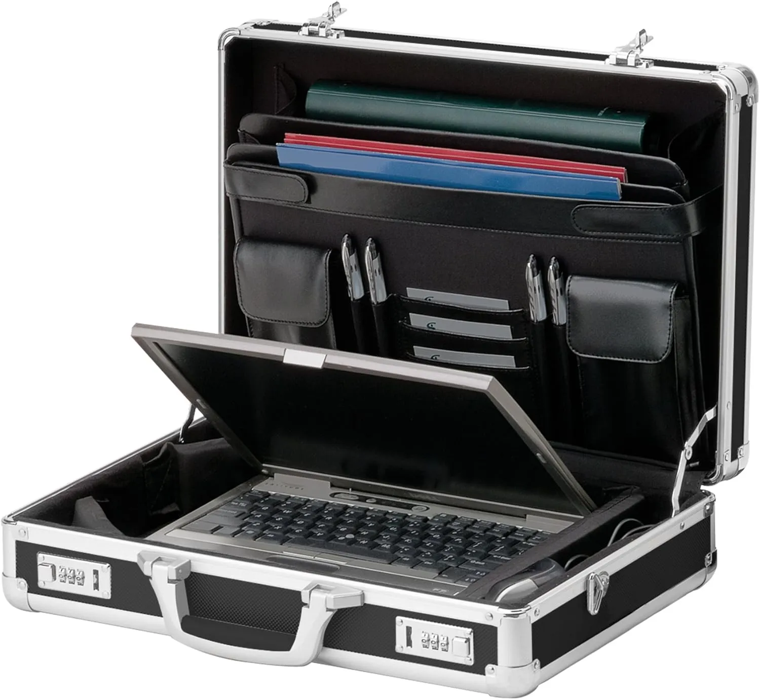 Vaultz Locking Briefcase - 18 x 14.25 x 5 Inch Combination Lock Hard Laptop Case w/Strap - Briefcases for Men and Women