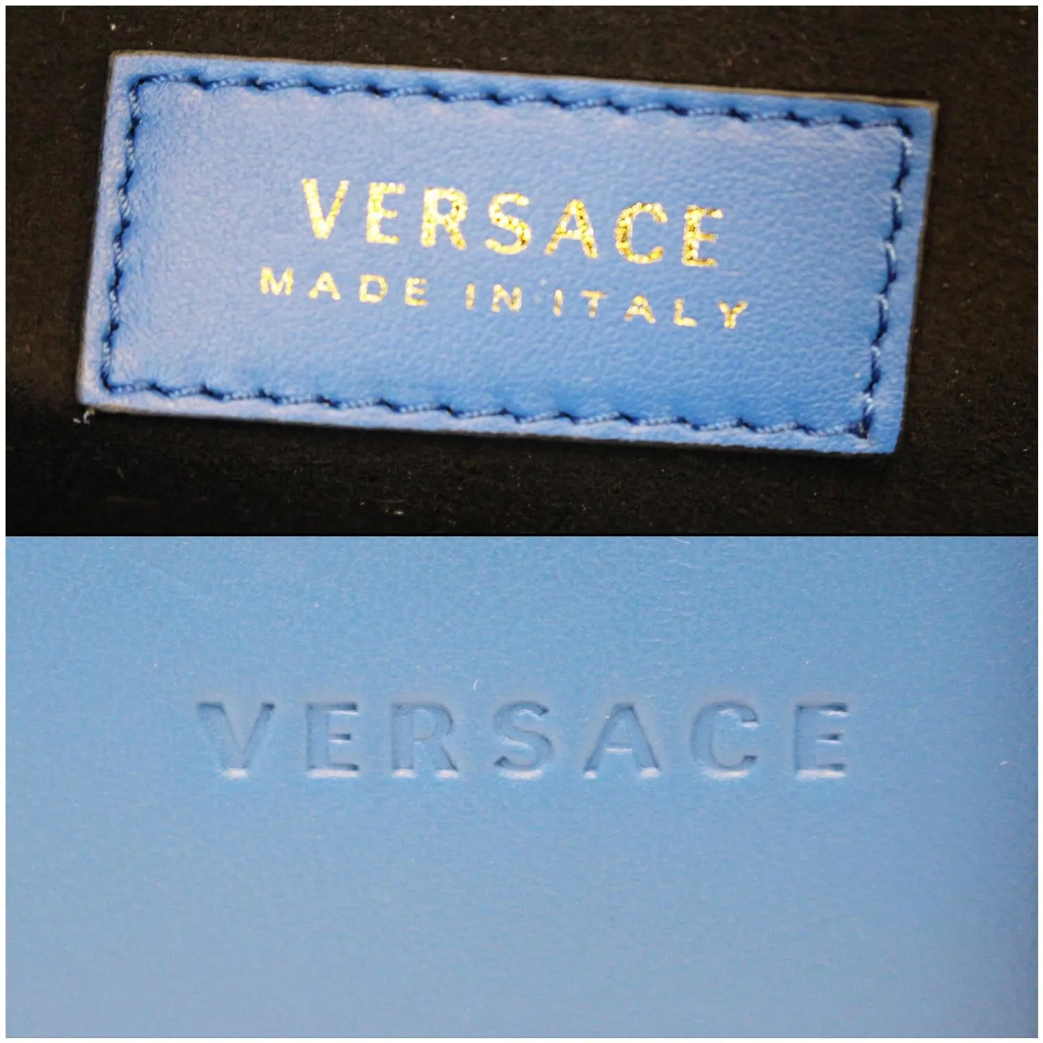 VERSACE Tribute X Leather Shoulder Bag Blue