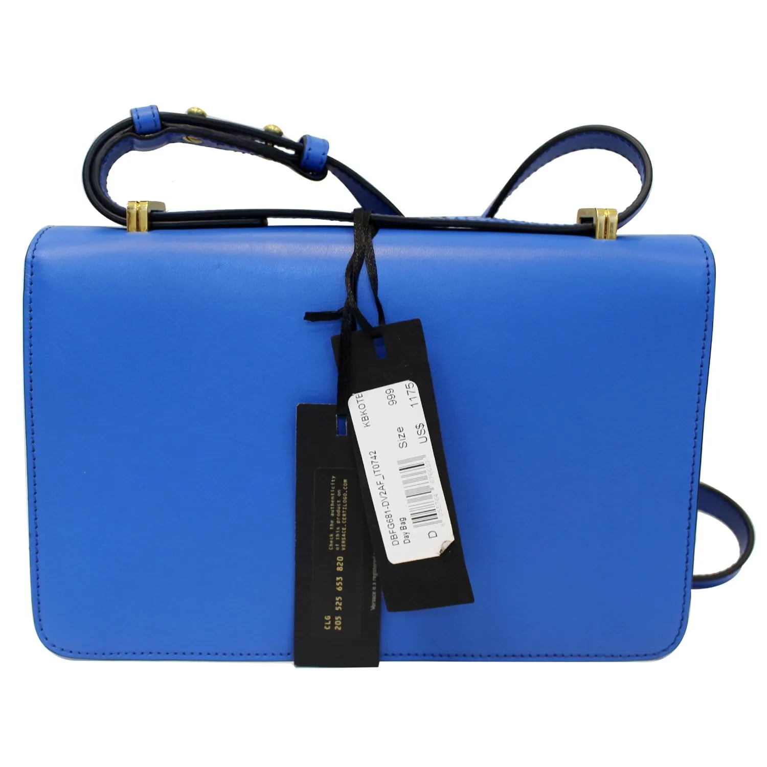 VERSACE Tribute X Leather Shoulder Bag Blue