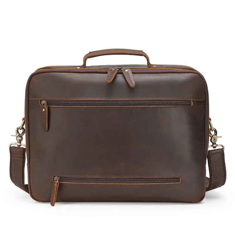 Vintage Crazy Horse Leather Men's Briefcase Laptop Bag