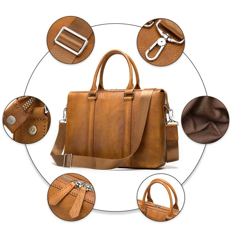 Vintage Fashion Solid Color Leather Handbags With Adjustable Strap