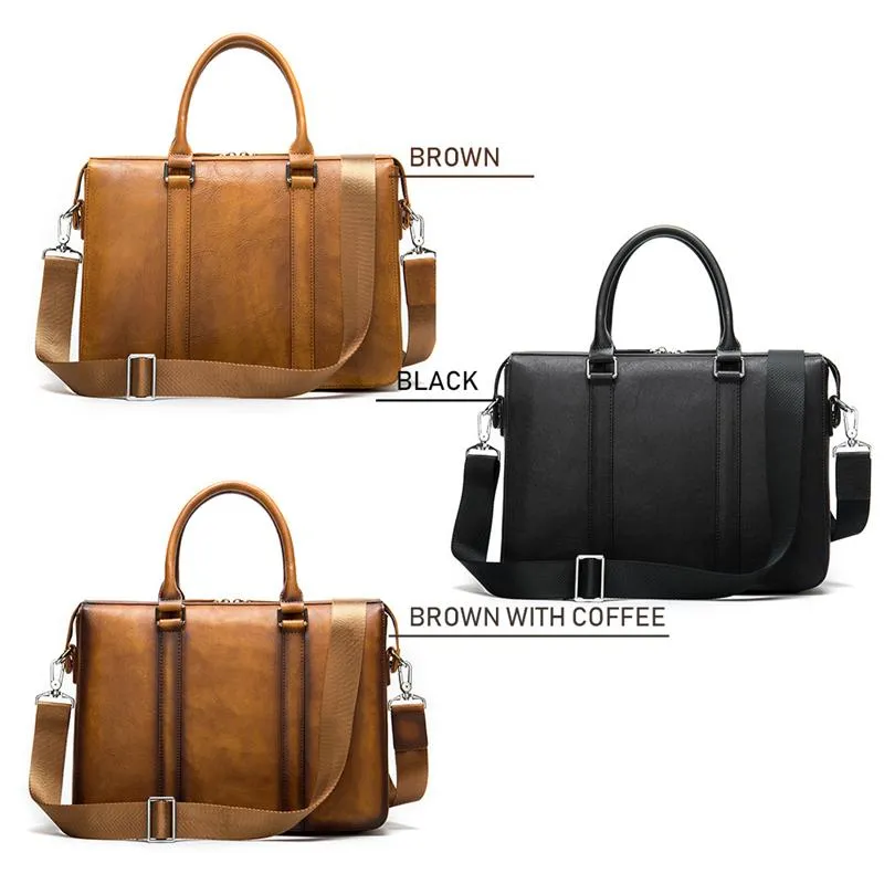 Vintage Fashion Solid Color Leather Handbags With Adjustable Strap