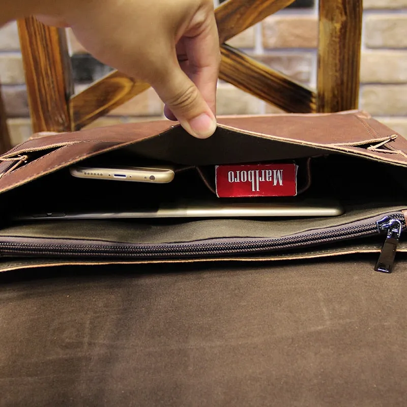 Vintage Men's Bags Coffee Color Fashion Portfolio 12" Laptop Handbag