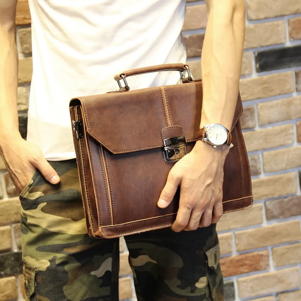 Vintage Men's Bags Coffee Color Fashion Portfolio 12" Laptop Handbag