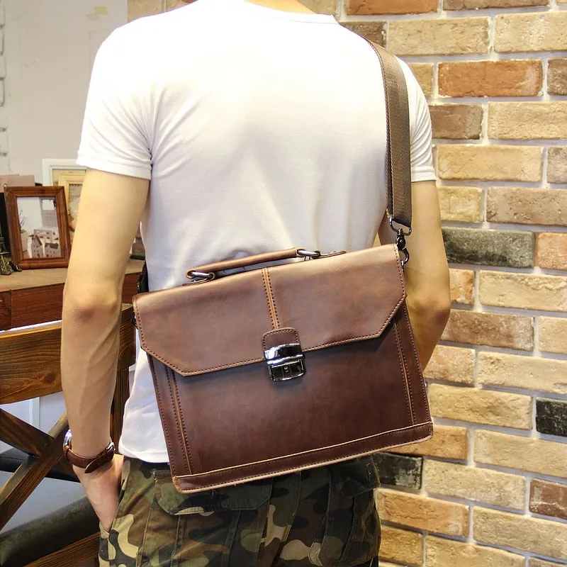 Vintage Men's Bags Coffee Color Fashion Portfolio 12" Laptop Handbag