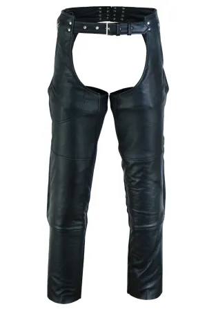 VL811S Vance Leather Men and Women Black Four Pocket Biker Leather Motorcycle Chaps