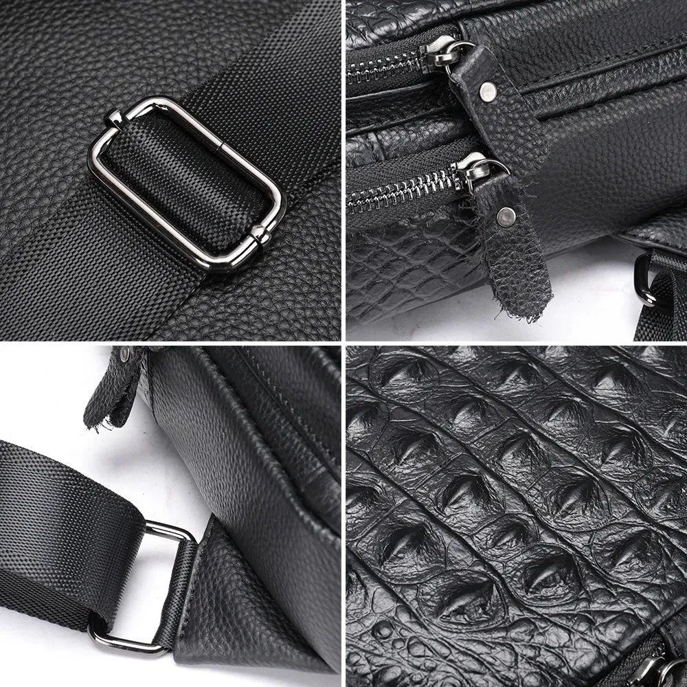 WESTAL Male Chest Bags First Layer Cowhide Men's Shoulder Bag Husband Men's Cross Bag Genuine Leather Men Purse Fit 7.9inch Ipad