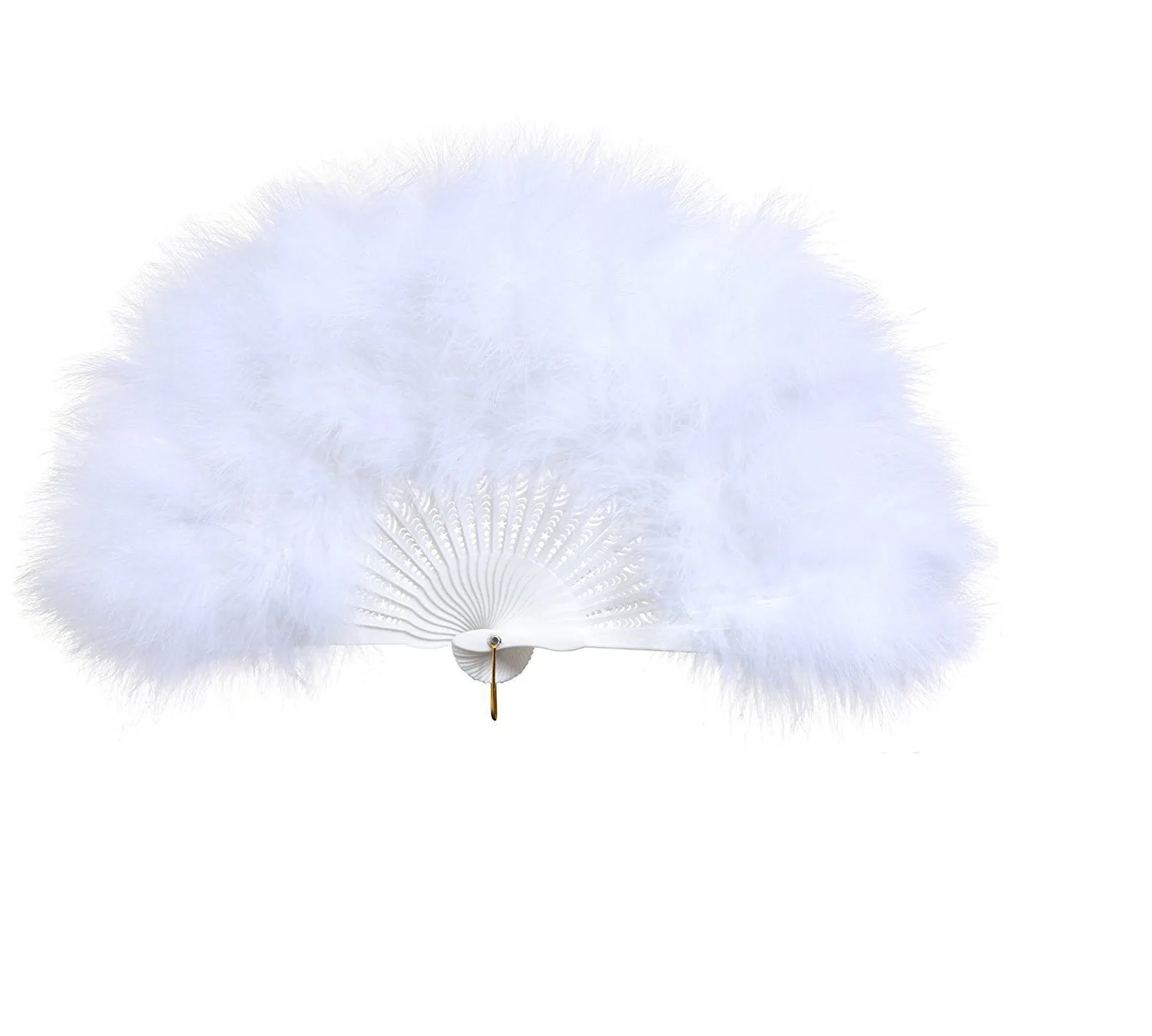White Fold Out Feather Fan Classy Costume Accessory|JaosWish