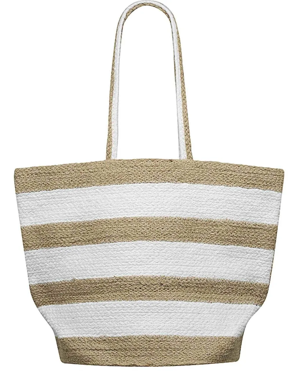 White Stripe Straw Tote