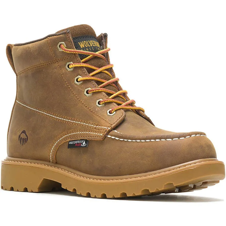 Wolverine Men's Floorhand 6" Moc Toe WP Work Boot- Tan- W080139