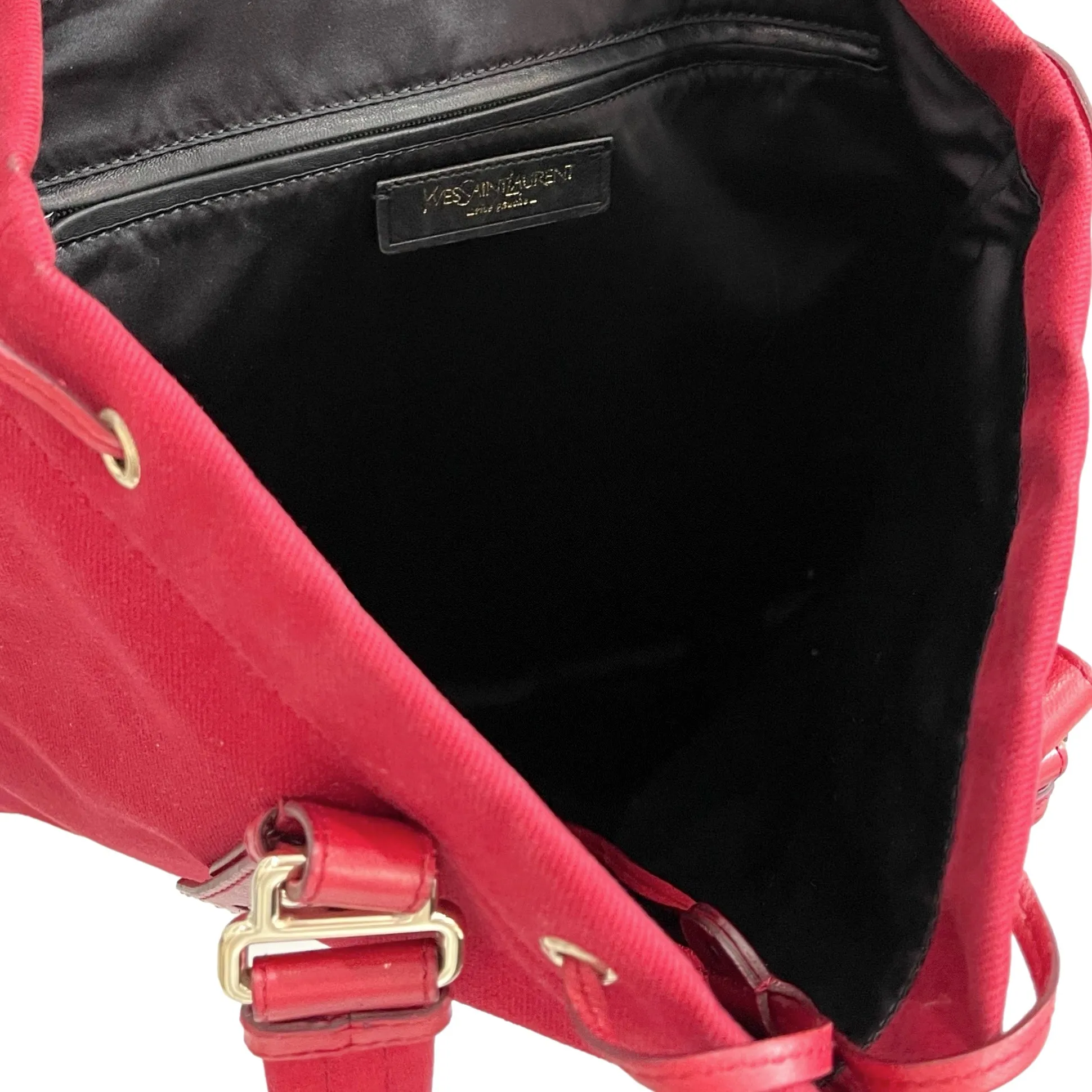 YSL Red Canvas Logo Shoulder Tote