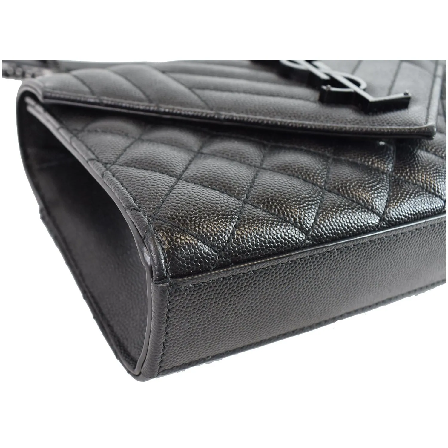YVES SAINT LAURENT Small Envelope Matelassé Leather Shoulder Bag Black
