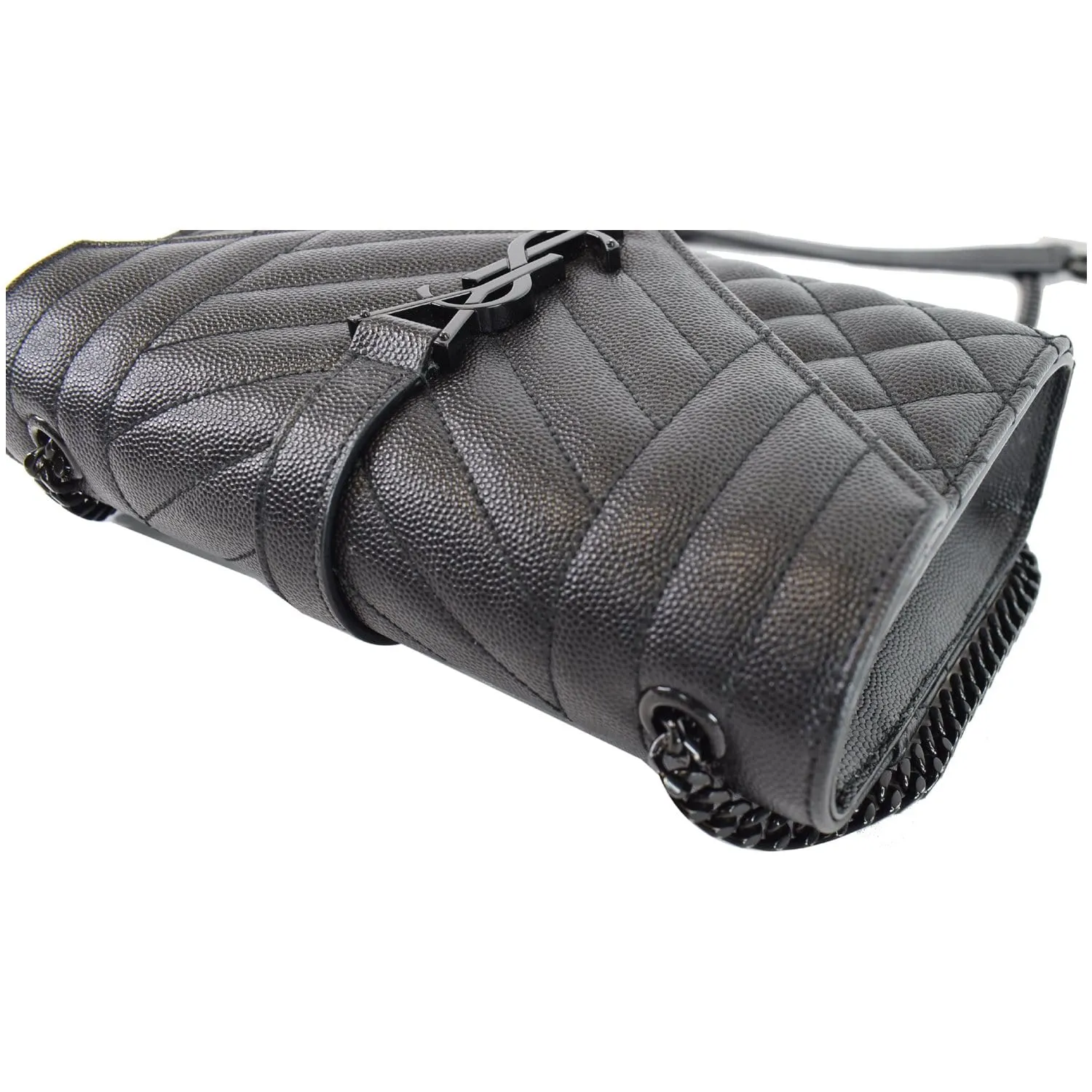 YVES SAINT LAURENT Small Envelope Matelassé Leather Shoulder Bag Black